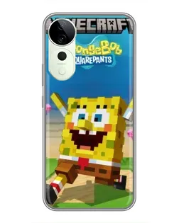 Чехол для Vivo T4 Pro с картинкой «Губка Боб Minecraft»