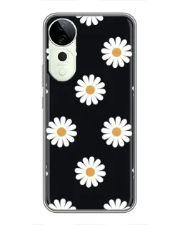 Чехол для Vivo T4 Pro с картинкой «Ромашки на черном»