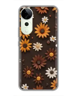 Чехол для Vivo T4 Pro с картинкой «Узор из маленьких подсолнухов»