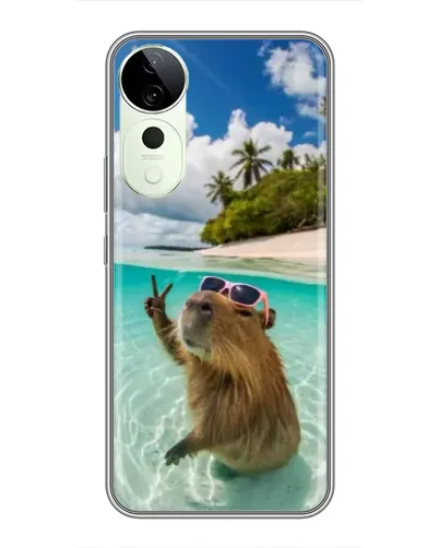 Чехол для Vivo T4 Pro с картинкой «Капибара на море»