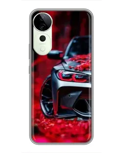 Чехол для ViVO T5e с картинкой «Спортивная BMW и цветы»