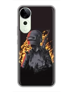 Чехол для ViVO T5e с картинкой «PUBG — огненный силуэт»