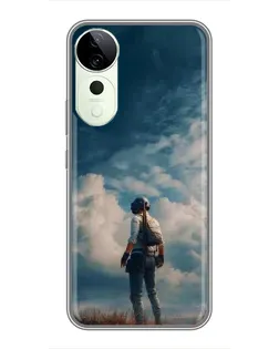 Чехол для ViVO T5e с картинкой «Герой PUBG на скале»