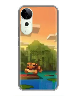 Чехол для ViVO T5e с картинкой «Майнкрафт закат солнца»