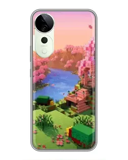 Чехол для ViVO T5e с картинкой «Розовое дерево Minecraft»