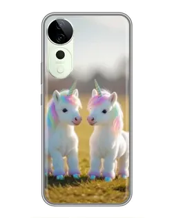 Чехол для ViVO T5e с картинкой «Пара единорогов»