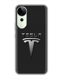 Чехол для ViVO T5e с картинкой «Стальной логотип Tesla»