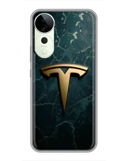 Чехол для ViVO T5e с картинкой «Мраморная Tesla Gold»