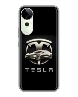 Чехол для ViVO T5e с картинкой «Tesla — серебристое авто»