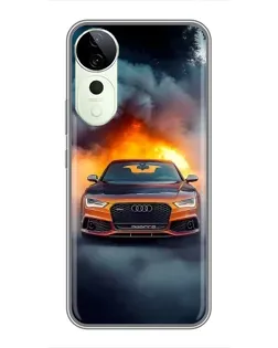 Чехол для ViVO T5e с картинкой «Audi в огненном дыму»