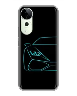 Чехол для ViVO T5e с картинкой «Голубой силуэт Lamborghini»