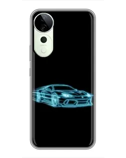 Чехол для ViVO T5e с картинкой «Неоновый контур Lamborghini»