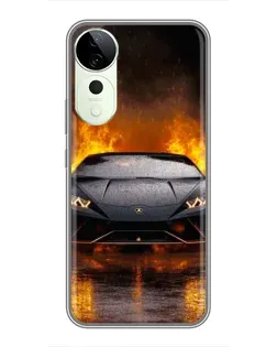 Чехол для ViVO T5e с картинкой «Lamborghini в огне»