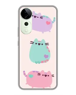 Чехол для ViVO T5e с картинкой «Pusheen трио»