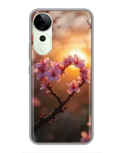 Чохол для ViVO T5e з картинкою «Рожевий цвіт сердечко на тлі заходу» Чохол для ViVO T5e з картинкою «Рожевий цвіт сердечко на тлі заходу»