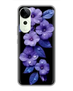 Чехол для ViVO T5e с картинкой «Фиолетовые цветы с росою»
