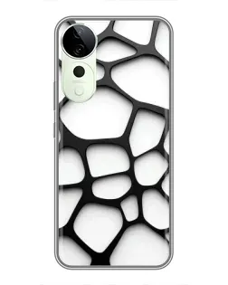 Чехол для ViVO T5e с картинкой «Белая объемная сетка»