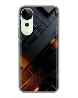 Чехол для ViVO T5e с картинкой «Черные геометрические блоки»