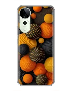 Чехол для ViVO T5e с картинкой «Объемные оранжевые сферы»