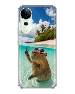 Чехол для ViVO T5e с картинкой «Капибара на море»