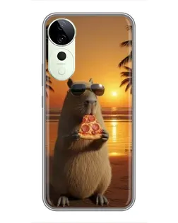 Чехол для ViVO T5e с картинкой «Капибара с пиццей»