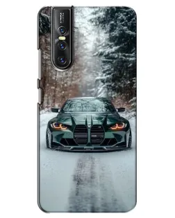 Чехол для Vivo V15 Pro с картинкой «BMW в зимнем лесу»
