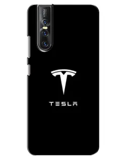 Чехол для Vivo V15 Pro с картинкой «Tesla White Logo»