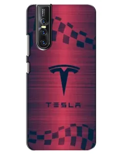 Чехол для Vivo V15 Pro с картинкой «Тесла красный карбон»