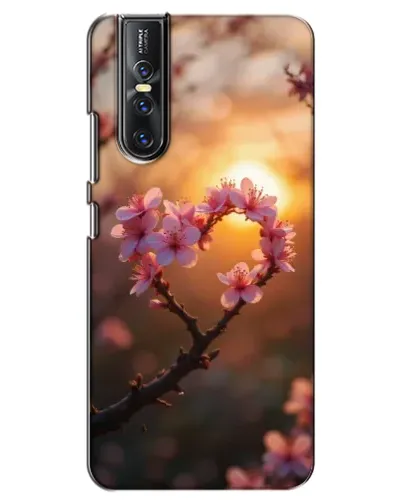 Чехол для Vivo V15 Pro с картинкой «Розовый цвет сердце на фоне заката»