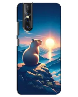 Чехол для Vivo V15 Pro с картинкой «Закат солнца с капибарой»
