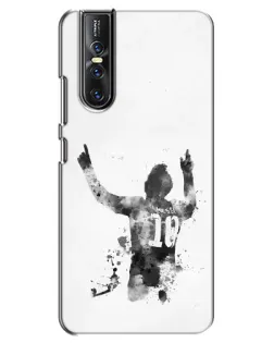 Чехол для Vivo V15 Pro с картинкой «Черно-белый силуэт Месси»