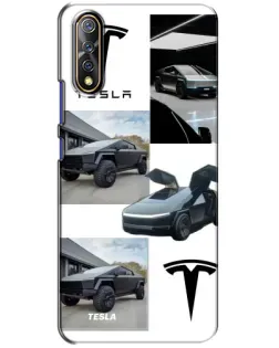 Чехол для Vivo V17 Neo с картинкой «Коллаж Cybertruck Tesla»