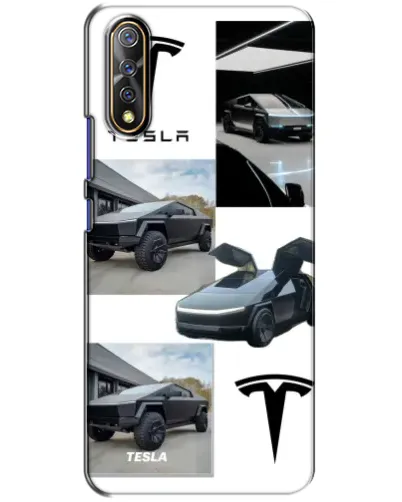 Чехол для Vivo V17 Neo с картинкой «Коллаж Cybertruck Tesla»