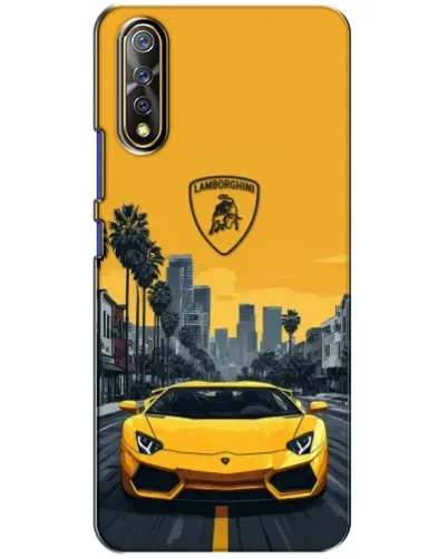 Чехол для Vivo V17 Neo с картинкой «Желтый Lamborghini город»