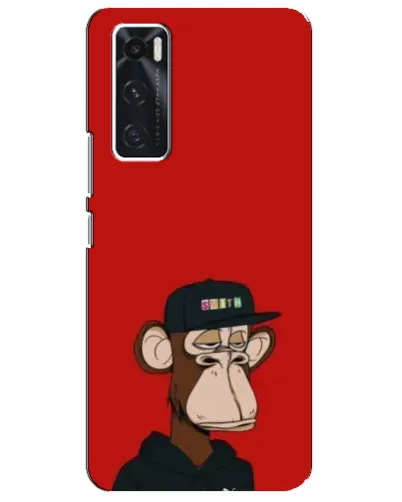 Чехол для Vivo V20 se с картинкой «Bored Ape — красный фон»
