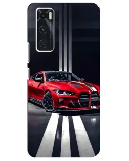 Чехол для Vivo V20 se с картинкой «Красная BMW на дороге»