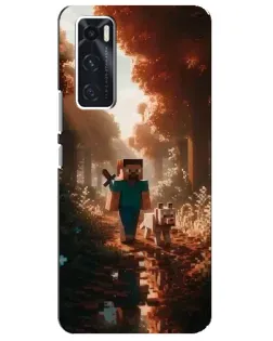 Чехол для Vivo V20 se с картинкой «Стив в лесу»