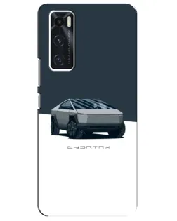 Чехол для Vivo V20 se с картинкой «Серебристый Cybertruck Tesla»