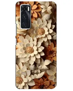 Чехол для Vivo V20 se с картинкой «Бежевый флористический декор»