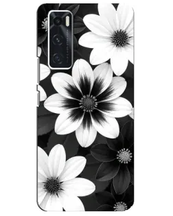 Чехол для Vivo V20 se с картинкой «Монохромные астры»