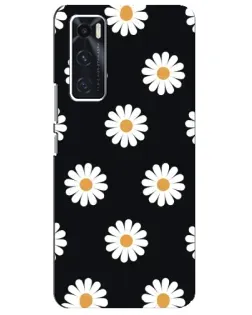 Чехол для Vivo V20 se с картинкой «Ромашки на черном»