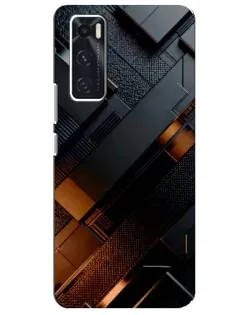 Чехол для Vivo V20 se с картинкой «Черные геометрические блоки»