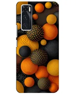 Чехол для Vivo V20 se с картинкой «Объемные оранжевые сферы»