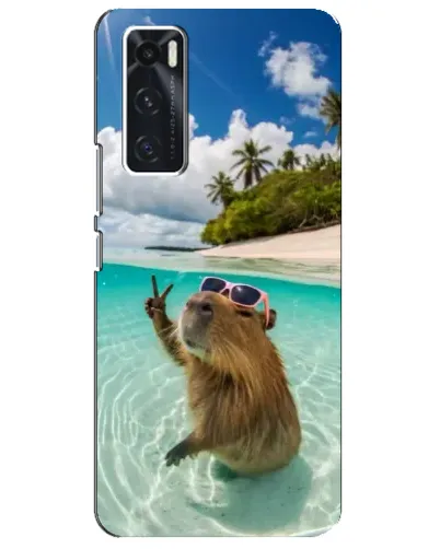 Чехол для Vivo V20 se с картинкой «Капибара на море»