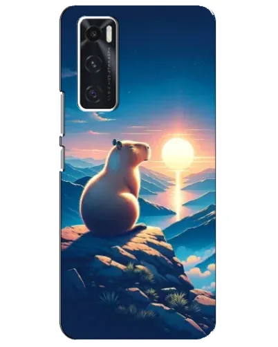 Чехол для Vivo V20 se с картинкой «Закат солнца с капибарой»