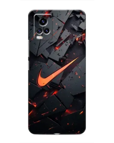 Чехол для Vivo V20 с картинкой «Nike — эффект разломов»