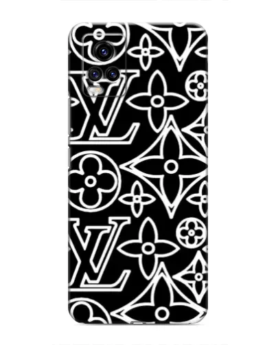 Чехол для Vivo V20 с картинкой «Черно-белый узор LV»