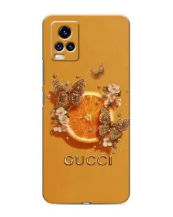 Чехол для Vivo V20 с картинкой «Gucci — золотые бабочки»