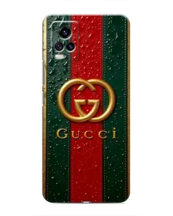 Чехол для Vivo V20 с картинкой «Gucci — фирменная полоса и золото»