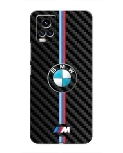 Чехол для Vivo V20 с картинкой «Эмблема BMW и карбон»